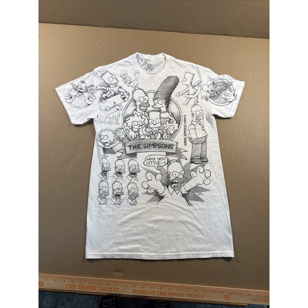 The Simpsons Liquid Blue All Over Print Tee Size Small White